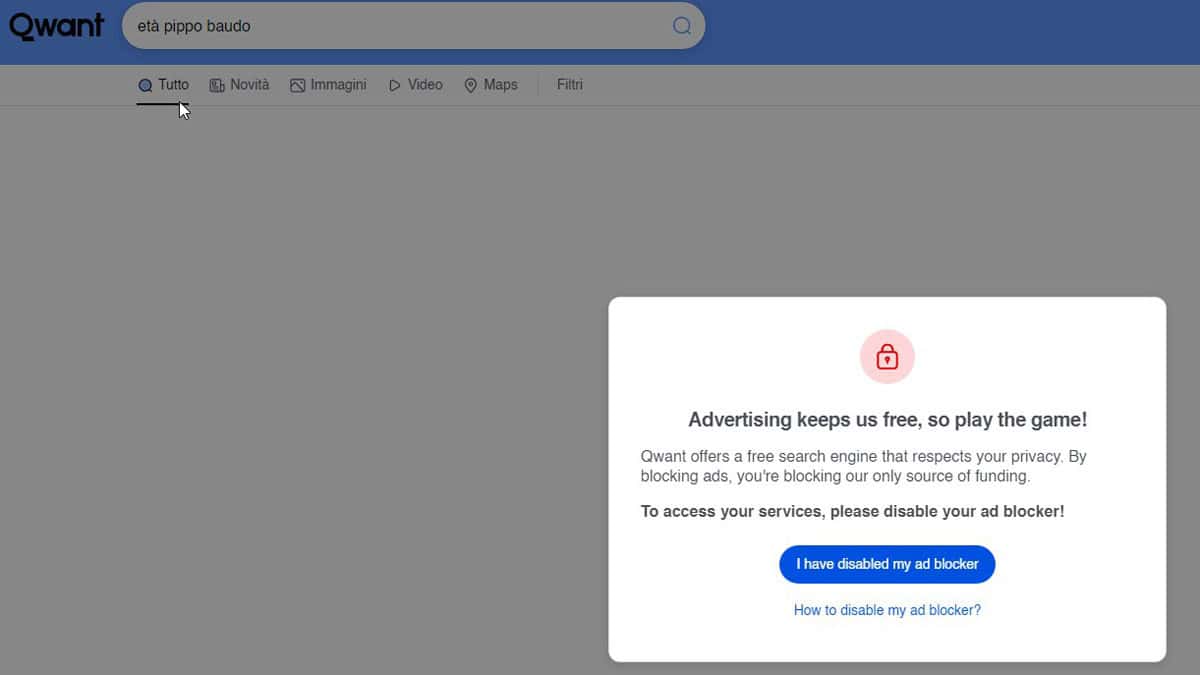 Abbiamo deciso di eliminare Qwant tra le alternative suggerite
