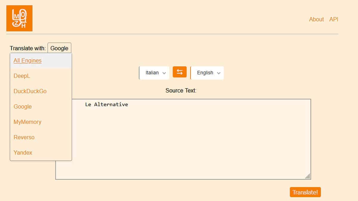Aggiunto Mozhi, un front-end multiplo per le traduzioni