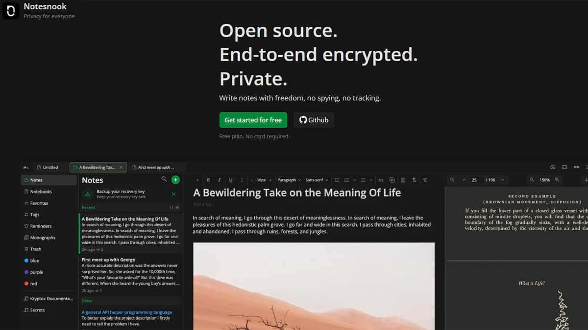 Notesnook, un’alternativa crittografata a Evernote