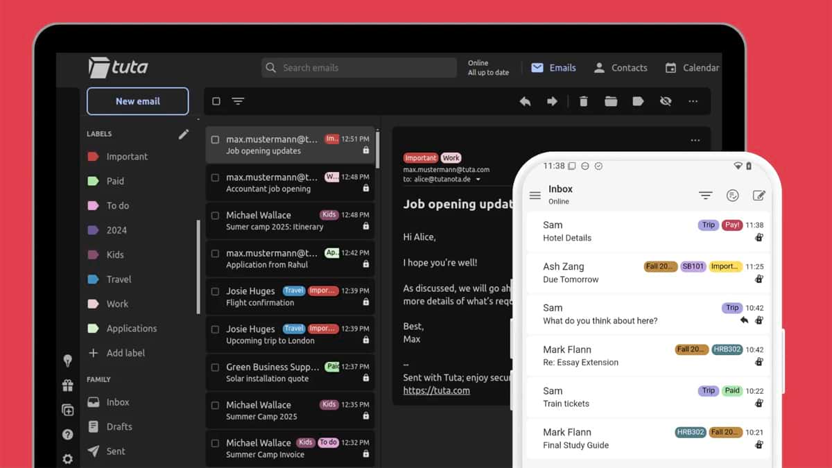 Tuta aggiunge le etichette alle email