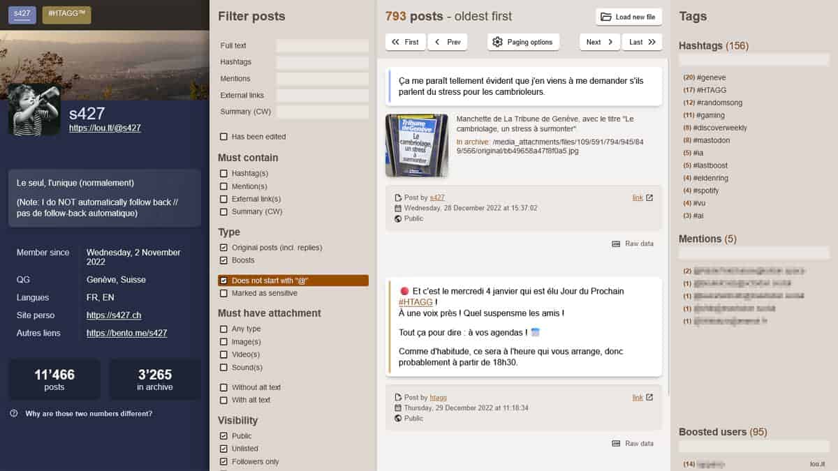 MARL – Mastodon Archive Reader Lite