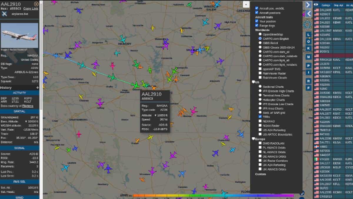 Airplanes.live, mappa open source degli aerei in tempo reale