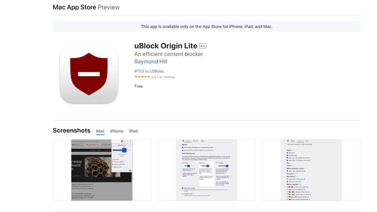 Un po’ a sorpresa uBlock Origin Lite arriva su Safari